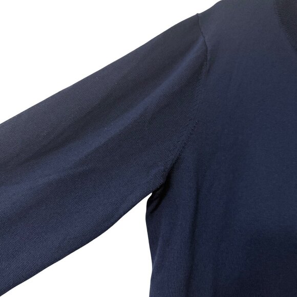 Nordstrom Navy 100% Merino Wool Washable 1/4 Zip Pullover Sweater Mens Large - Picture 3 of 5